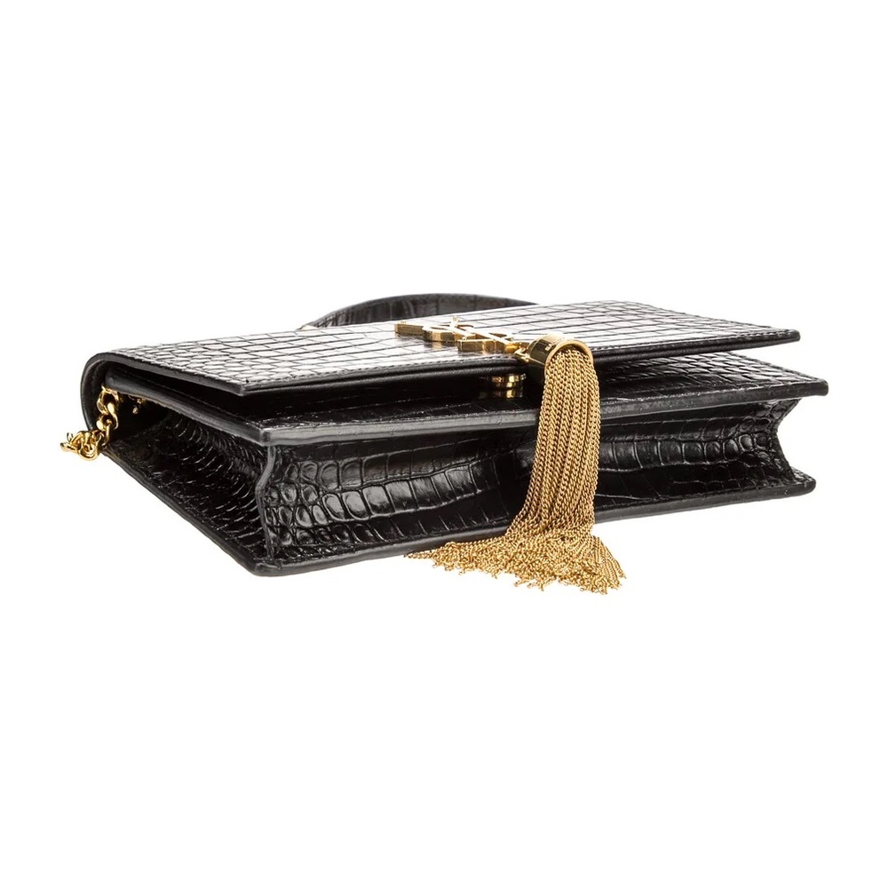 ❌SOLD❌YVES SAINT LAURENT KATE TASSEL CROC WALLET ON CHAIN - Picture 2 of 16